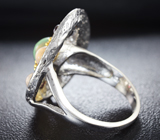 Серебряное кольцо с пренитом, розовым кварцем и родолитами Серебро 925