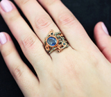 Серебряное кольцо с синими сапфирами Серебро 925