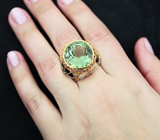Серебряное кольцо с зеленым аметистом и родолитами Серебро 925