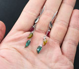 Серебряные серьги коллекции «Drops» с разноцветными турмалинами Серебро 925