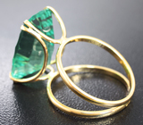Золотое кольцо с неоново-зеленым флюоритом 13,5 карат Золото
