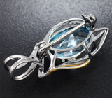 Серебряная брошь/кулон с голубым топазом Серебро 925