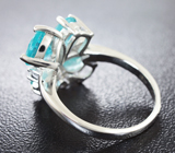 Серебряное кольцо с неоново-голубыми апатитами Серебро 925