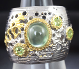Серебряное кольцо с пренитом и перидотами Серебро 925