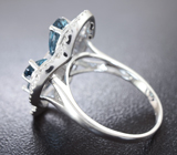 Серебряное кольцо с насыщенно-синими топазами Серебро 925
