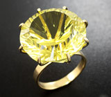 Золотое кольцо с крупным цитрином лазерной огранки 32,11 карат Золото