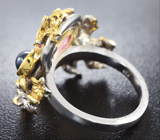 Серебряное кольцо с сапфирами и гранатами Серебро 925