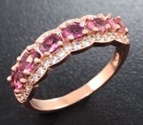 Элегантное серебряное кольцо с розовыми турмалинами Серебро 925