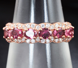 Элегантное серебряное кольцо с розовыми турмалинами Серебро 925