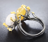 Серебряное кольцо с агатом и морганитом Серебро 925
