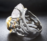 Серебряное кольцо с жемчужиной, морганитом и родолитами гранатами Серебро 925