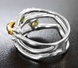 Серебряное кольцо с родолитом, диопсидами и перидотом Серебро 925
