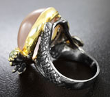 Серебряное кольцо c розовым кварцем, разноцветными сапфирами и перидотами Серебро 925