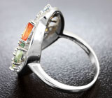 Замечательное серебряное кольцо с рубином и разноцветными сапфирами Серебро 925