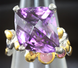 Серебряное кольцо с аметистом, розовым сапфиром и родолитом Серебро 925