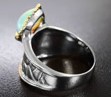 Серебряное кольцо с кристаллическим эфиопским опалом и сапфиром Серебро 925