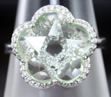 Серебряное кольцо с зеленым аметистом авторской огранки Серебро 925