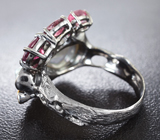 Серебряное кольцо с жемчужиной барокко, рубеллитами турмалинами и розовыми сапфирами Серебро 925