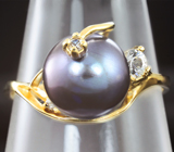 Золотое кольцо с цветной морской жемчужиной 4,61 карат, лейкосапфиром и цирконами! Титановый люстр Золото