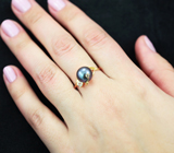 Золотое кольцо с цветной морской жемчужиной 4,61 карат, лейкосапфиром и цирконами! Титановый люстр Золото