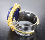 Серебряное кольцо с лазуритом и мозамбикскими гранатами Серебро 925