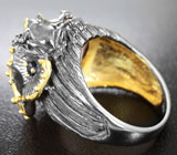 Серебряное кольцо с розовым кварцем, перидотом и синими сапфирами Серебро 925