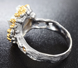 Серебряное кольцо с жемчужиной барокко и пурпурными сапфирами