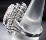 Серебряное кольцо с розовым кварцем, иолитами и родолитами Серебро 925