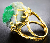 Эксклюзив! Золотое кольцо с кристаллом уральского изумруда 53,26 карат, ограненными изумрудами и бриллиантами Золото