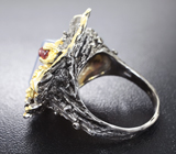 Серебряное кольцо с халцедоном и мозамбикским гранатом Серебро 925