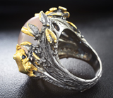Серебряное кольцо с розовым кварцем, диопсидами и синими сапфирами Серебро 925