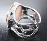 Серебряное кольцо с агатом и розовыми сапфирами Серебро 925