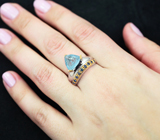 Серебряное кольцо с аквамарином и синими сапфирами Серебро 925