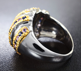 Серебряное кольцо с синими сапфирами и аметистами Серебро 925