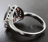 Серебряное кольцо с ограненным черным опалом и сапфирами Серебро 925
