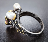 Серебряное кольцо с аметистом и жемчугом Серебро 925