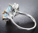 Серебряное кольцо с аквамаринами 4,77 карата, танзанитом и синими сапфирами Серебро 925