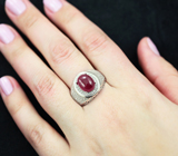 Стильное серебряное кольцо с рубином Серебро 925