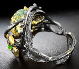 Серебряное кольцо с зеленым аметистом, перидотами и цаворитом Серебро 925