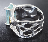 Серебряное кольцо с аквамарином, танзанитом и синими сапфирами Серебро 925
