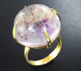 Золотое кольцо с крупным кварцем с включениями гематита 38,43 карата Золото