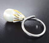 Оригинальное серебряное кольцо с жемчужиной Серебро 925