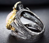 Серебряное кольцо с морганитом и изумрудами Серебро 925