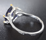 Серебряное кольцо с иолитами и танзанитами Серебро 925