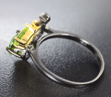 Изящное серебряное кольцо с перидотами Серебро 925
