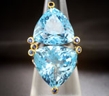 Серебряное кольцо с голубыми топазами 33,78 карата и синими сапфирами Серебро 925