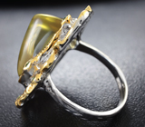 Серебряное кольцо с лимонным цитрином 13,49 карата и цаворитами Серебро 925