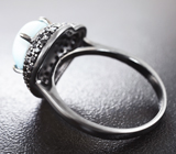 Серебряное кольцо с ларимаром и черными шпинелями Серебро 925