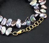 Ожерелье из чешуйчатого жемчуга 124,25 карата с золотой застежкой! Титановый люстр Золото