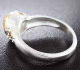 Серебряное кольцо с кристаллическим эфиопским опалом и оранжевыми сапфирами Серебро 925